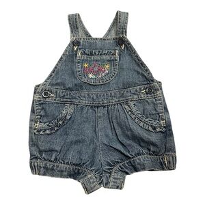 Oshkosh B'Gosh Denim Floral Embroidered Short Overall